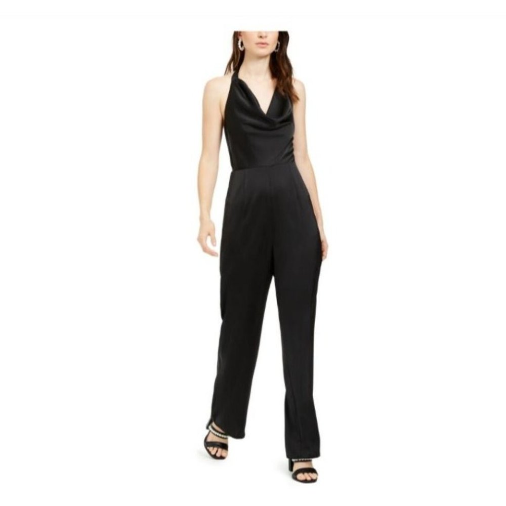 19 COOPER Women's Zippered Sleeveless Halter Evening Jumpsuit Black Size M MWT